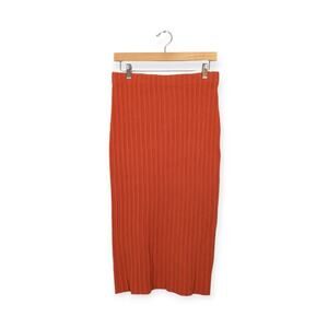 NWT Proenza Schouler White Label Orange Ribbed Knit Midi Skirt Size M